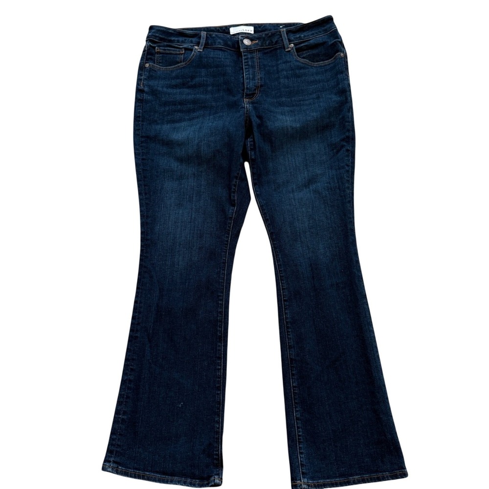 LOFT Jeans Women 14 Petite Dark Wash Curvy Bootcut Denim Stretch Indigo